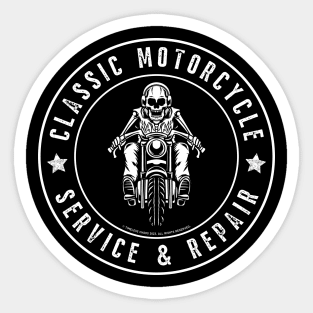 Classic Motorcycle Service & Repair Skeleton Front Sticker